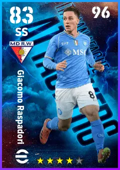 Giacomo Raspadori eFootball 2026 player card — 83 OVR SS