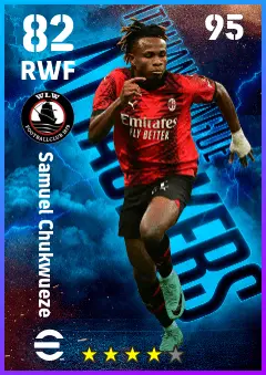 Samuel Chukwueze eFootball 2026 player card — 82 OVR RWF
