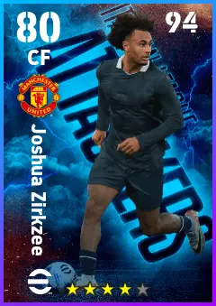 Joshua Zirkzee eFootball 2026 player card — 80 OVR CF