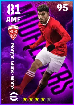 Morgan Gibbs-White eFootball 2026 player card — 81 OVR AMF