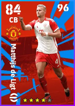 Matthijs de Ligt eFootball 2026 player card — 84 OVR CB