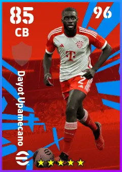 Dayot Upamecano eFootball 2026 player card — 85 OVR CB