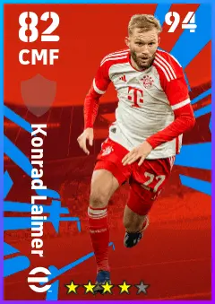 Konrad Laimer eFootball 2026 player card — 82 OVR CMF