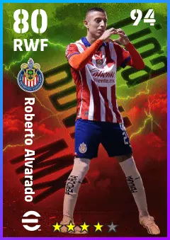 Roberto Alvarado eFootball 2026 player card — 80 OVR RWF
