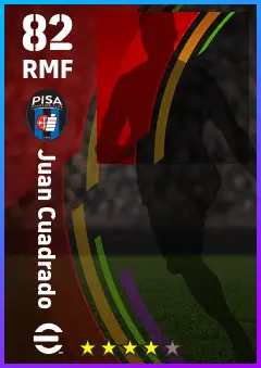 Juan Cuadrado eFootball 2026 player card — 82 OVR RMF