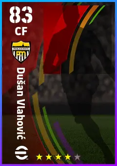 Dusan Vlahovic eFootball 2026 player card — 83 OVR CF