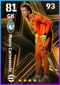Marco Carnesecchi eFootball 2026 player card — 81 OVR GK
