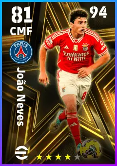 Joao Neves eFootball 2026 player card — 81 OVR CMF