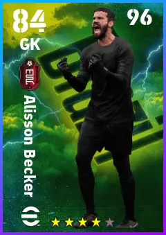Alisson Becker eFootball 2026 player card — 84 OVR GK