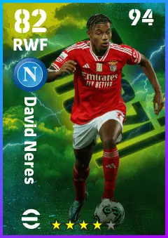 David Neres eFootball 2026 player card — 82 OVR RWF