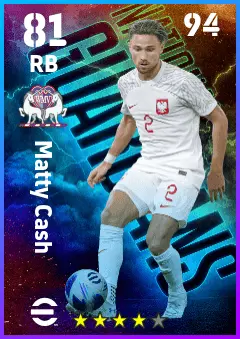 Matty Cash eFootball 2026 player card — 81 OVR RB