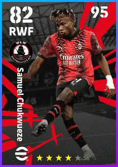 Samuel Chukwueze eFootball 2026 player card — 82 OVR RWF