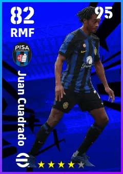 Juan Cuadrado eFootball 2026 player card — 82 OVR RMF
