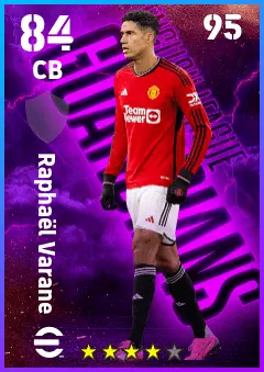 Raphael Varane eFootball 2026 player card — 84 OVR CB