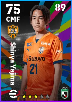 Shinya Yajima eFootball 2026 player card — 75 OVR CMF