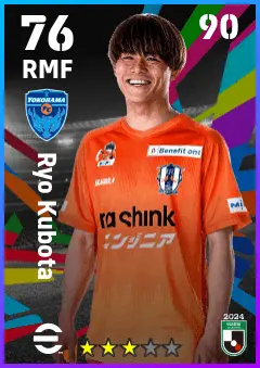 Ryo Kubota eFootball 2026 player card — 76 OVR RMF