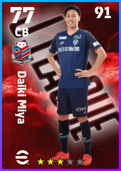 Daiki Miya eFootball 2026 player card — 77 OVR CB