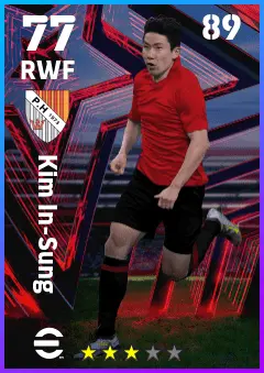 Kim In-Sung eFootball 2026 player card — 77 OVR RWF