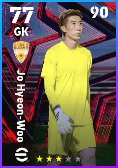 Jo Hyeon-Woo eFootball 2026 player card — 77 OVR GK