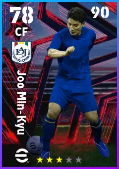 Joo Min-Kyu eFootball 2026 player card — 78 OVR CF