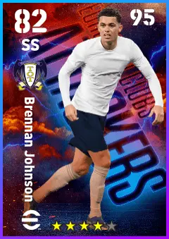 Brennan Johnson eFootball 2026 player card — 82 OVR SS