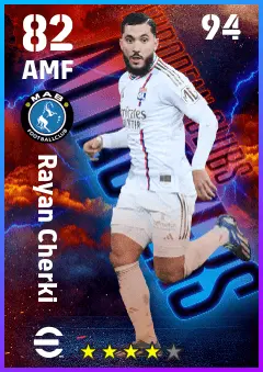 Rayan Cherki eFootball 2026 player card — 82 OVR AMF