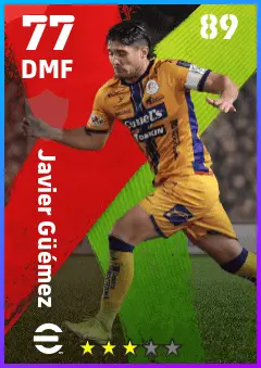 Javier Guemez eFootball 2026 player card — 77 OVR DMF