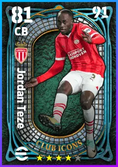 Jordan Teze eFootball 2026 player card — 81 OVR CB