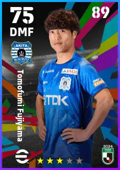 Tomofumi Fujiyama eFootball 2026 player card — 75 OVR DMF