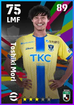 Toshiki Mori eFootball 2026 player card — 75 OVR LMF