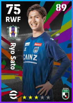 Ryo Sato eFootball 2026 player card — 75 OVR RWF