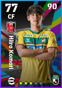 Hiiro Komori eFootball 2026 player card — 77 OVR CF