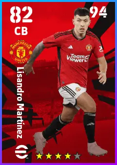 Lisandro Martinez eFootball 2026 player card — 82 OVR CB