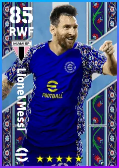 Lionel Messi eFootball 2026 player card — 85 OVR RWF