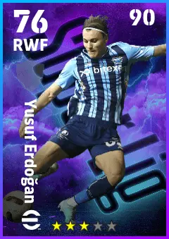 Yusuf Erdogan eFootball 2026 player card — 76 OVR RWF