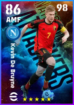 Kevin De Bruyne eFootball 2026 player card — 86 OVR AMF