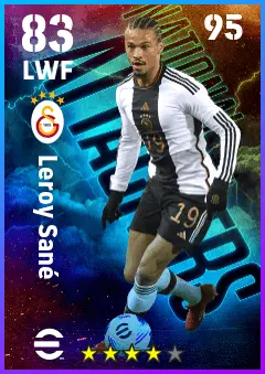 Leroy Sane eFootball 2026 player card — 83 OVR LWF