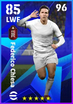 Federico Chiesa eFootball 2026 player card — 85 OVR LWF