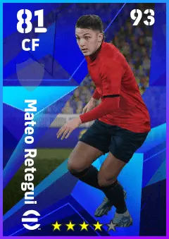 Mateo Retegui eFootball 2026 player card — 81 OVR CF