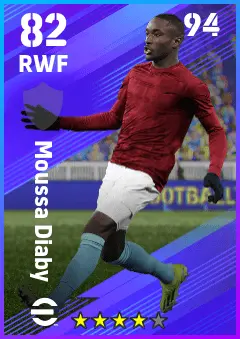 Moussa Diaby eFootball 2026 player card — 82 OVR RWF
