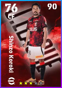 Shinzo Koroki eFootball 2026 player card — 76 OVR CF