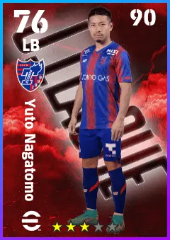 Yuto Nagatomo eFootball 2026 player card — 76 OVR LB