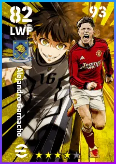 Alejandro Garnacho eFootball 2026 player card — 82 OVR LWF