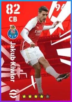 Jakub Kiwior eFootball 2026 player card — 82 OVR CB