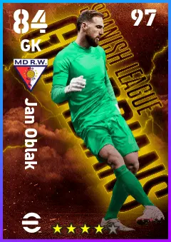 Jan Oblak eFootball 2026 player card — 84 OVR GK