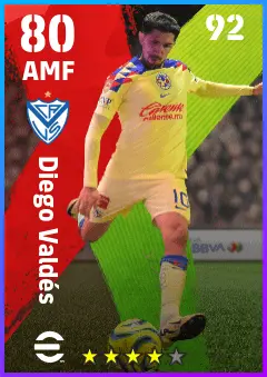 Diego Valdes eFootball 2026 player card — 80 OVR AMF