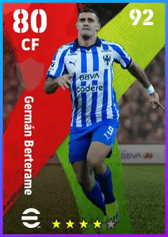 German Berterame eFootball 2026 player card — 80 OVR CF