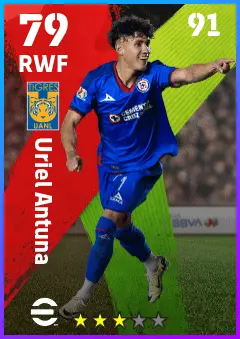 Uriel Antuna eFootball 2026 player card — 79 OVR RWF