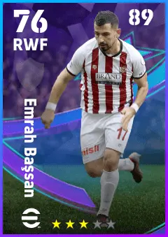 Emrah Bassan eFootball 2026 player card — 76 OVR RWF