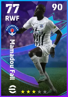 Mamadou Fall eFootball 2026 player card — 77 OVR RWF